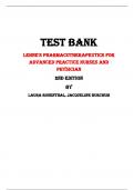 Test Bank For Lehne's Pharmacotherapeutics for Advanced Practice Nurses and Physician  2nd Edition By Laura Rosenthal, Jacqueline Burchum |All Chapters,  Year-2024|