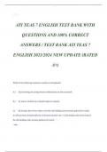 ATI TEAS 7 ENGLISH TEST BANK WITH  QUESTIONS AND 100% CORRECT  ANSWERS / TEST BANK ATI TEAS 7  ENGLISH 2023/2024 NEW UPDATE (RATED  A+) 