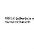 MN 568 Exam Questions With Correct Answers Latest Updated 2024 (Graded A+)