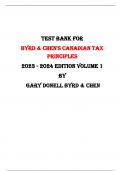 Test Bank For Byrd & Chen's Canadian Tax Principles Volume 1 2022 - 2024 edition By Gary Donell Byrd & Chen |All Chapters,  Year-2024|
