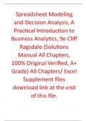 Solution Manual For Spreadsheet Modeling and Decision Analysis, A Practical Introduction to Business Analytics 9th Edition By  Cliff Ragsdale (All Chapters, 100% Original Verified, A+ Grade)
