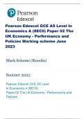Pearson Edexcel GCE AS Level In Economics A (8EC0) Paper 02 The UK Economy - Performance and Policies Marking scheme June 2023 Mark Scheme (Results) Summer 2022