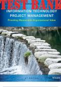 TEST BANK for Information Technology Project Management. Providing Measurable Organizational Value 5th Edition by Jack Marchewka ISBN 9781118898192, ISBN-13 9781118911013 (Complete 12 Chapters)