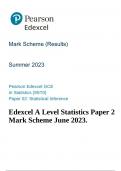 Edexcel A Level Statistics Paper 2 Mark Scheme June 2023.