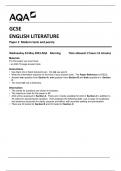 AQA GCSE ENGLISH LITERATURE Paper 2 Modern texts and poetry 2023