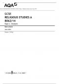 AQA GCSE RELIGIOUS STUDIES A 8062/14 Paper 1: Hinduism Mark scheme June 2023