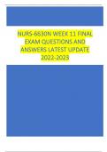   NURS-6630N WEEK 11 FINAL  EXAM QUESTIONS AND  ANSWERS LATEST UPDATE  2022-2023  • Question 1 0 out of 1 points A patient diagnosed with obsessive compulsive disorder has been taking a high-dose SSRI and is  participating in therapy twice a week. He repo