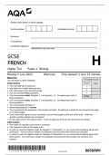 GCSE AQA June 2023 Higher French Paper 4 Writing