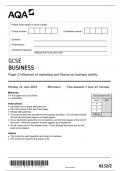 GCSE AQA June 2023 Business Paper 2 Including Mark Scheme