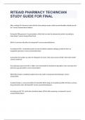 RITEAID PHARMACY TECHINCIAN STUDY GUIDE FOR FINAL exam with 100% correct answers