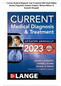 TEST BANK CURRENT Medical Diagnosis and Treatment 2023 (Current Medical Diagnosis & Treatment) 62nd Edition by Maxine A. Papadakis  Complete Guide