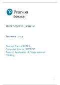 GCSE EDEXCEL May 2023 Computer Science Paper 1 + Paper 2 Mark Schemes