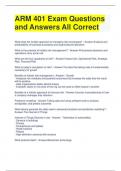 ARM 401 Exam Questions and Answers All Correct