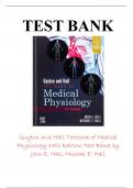 Guyton and Hall Textbook of Medical Physiology 14th Edition Hall Test Bank Latest Update 2023-2024 With All Chapter Questions and Detailed Correct Answers 100% Complete Solution