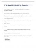 UTA Nurs 5315 Mod 6 Dr. Gonzalez Exam Questions With Correct Answers  20232024
