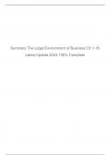 Summary The Legal Environment Of Business  Ch 1-16 Latest Update 2024 100% Complete
