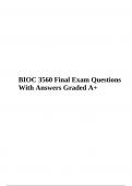 BIOC 3560 Final Exam Questions With Answers Latest Updated 2024 (Graded A+)