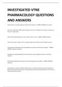 INVESTIGATED VTNE PHARMACOLOGY QUESTIONS AND ANSWERS 