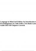 Language in Mind 2nd Edition An Introduction to Psycholinguistics by Julie Sedivy Test Bank | Latest Guide 2024 | All Chapters Covered.