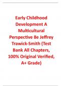 Test Bank For Early Childhood Development A Multicultural Perspective 8th Edition By Jeffrey Trawick-Smith (All Chapters, 100% Original Verified, A+ Grade)