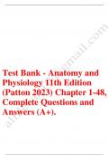 Test bank anatomy and physiology 11th edition patton 2023 chapter 1_48 Latest update 2023-2024
