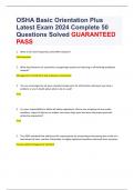 OSHA Basic Orientation Plus Latest Exam 2024 Complete 50 Questions Solved GUARANTEED PASS