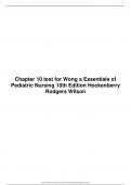 Chapter 10 test for Wong s Essentials of  Pediatric Nursing 10th Edition Hockenberry Rodgers Wilson