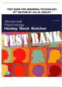 TEST BANK FOR ABNORMAL PSYCHOLOGY 18TH EDITION BY JILL M. HOOLEY