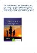 Test Bank Maternal Child Nursing Care with The Women’s Health Companion Optimizing Outcomes for Mothers, Children, and Families, 2nd Edition, Susan L. Ward, Shelton M. Hisley