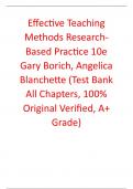 Test Bank For Effective Teaching Methods Research-Based Practice 10th Edition By Gary Borich, Angelica Blanchette  Creswell, Timothy Guetterman (All Chapters, 100% Original Verified, A+ Grade)