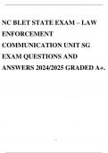 NC BLET STATE EXAM – LAW ENFORCEMENT COMMUNICATION UNIT SG EXAM QUESTIONS AND ANSWERS 2024/2025 GRADED A+.