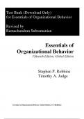 Test Bank for Essentials of Organizational Behavior, Global Edition, 15th Edition by Stephen P. Robbins, Thill