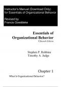 Instructor Manual For Essentials of Organizational Behavior, 15th edition Stephen P.Robbins,Timothy chapter(1-17)