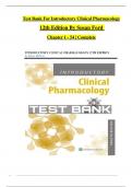 TEST BANK For Introductory Clinical Pharmacology, 12th Edition By Susan Ford, Verified Chapters 1 - 54, Complete Newest Version
