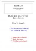 Test Bank for Business Statistics 3rd Edition Donnelly (All Chapters included)