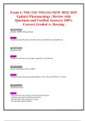 Exam 1: NSG 124/ NSG124 (NEW 2024/ 2025 Update) Pharmacology | Review with Questions and Verified Answers| 100% Correct| Graded A- Herzing 