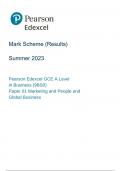 Edexcel A Level Business Paper 1 Mark Scheme June 2023.
