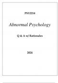 PSY2214 ABNORMAL PSYCHOLOGY EXAM Q & A 2024.