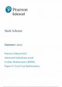 Pearson Edexcel GCE Advanced Subsiduary LevelFurther Mathematics (8FM0)Paper 01 Core Pure Mathematics SUMMER 2023-MARK SCHEME (1)