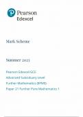 Pearson Edexcel GCE Advanced Subsiduary Level Further Mathematics (8FM0) Paper 21 Further Pure Mathematics 1-- SUMMER 2023 MARK SCHEME