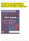 Test Bank for Varcarolis Essentials of Psychiatric Mental Health Nursing 5th Edition Fosbre All Chapters Complete 2023