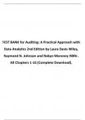 TEST BANK for Auditing: A Practical Approach with Data Analytics 2nd Edition by Laura Davis Wiley, Raymond N. Johnson and Robyn Moroney ISBN-. All Chapters 1-16 