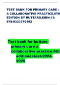 TEST BANK FOR PRIMARY CARE :  A COLLABORATIVE PRACTICE,6TH  EDITION BY BUTTARO.ISBN-13:  978-0323570152 Test bank for buttaro  primary carea collaborativepractice6th edition-latest-2024- 2025
