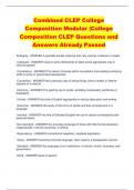 Combined CLEP College  Composition Modular |College  Composition CLEP Questions and  Answers Already Passed
