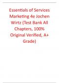 Test Bank For Essentials of Services Marketing 4th Edition By Jochen Wirtz (All Chapters, 100% Original Verified, A+ Grade)