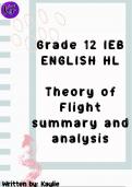 Gr 12 IEB- Theory of Flight summary and character analysis (Includes Genealogy)