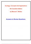 Answers to Review Questions for Ecology, Concepts And Applications, 5th Canadian Edition by Molles