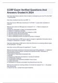 CCRP Exam Verified Questions And Answers Graded A 2024 