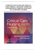COMPLETE TEST BANK FOR CRITICAL CARE NURSING A HOLISTIC APPROACH 12TH EDITION BY MORTON FONTAINE | ALL CHAPTERS COVERED