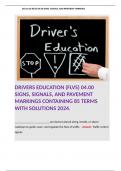 DRIVERS EDUCATION (FLVS) 04.00 SIGNS, SIGNALS, AND PAVEMENT MARKINGS CONTAINING 85 TERMS WITH SOLUTIONS 2024.  